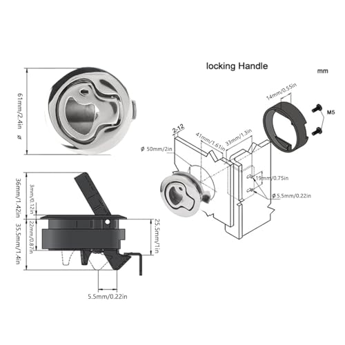 Verrou de porte de bateau haute résistance en acier inoxydable 316 avec serrure ronde - 4