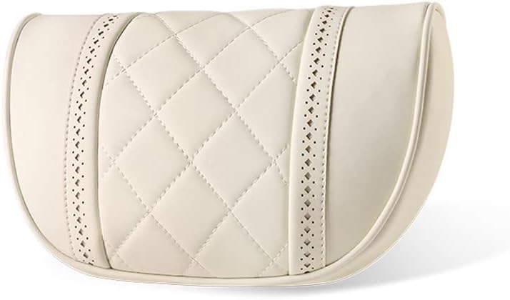 LUNDA Luxury Car Neck Pillow Car Travel Neck Rest Pillows Seat Cushion Support Napa Leather for Mercedes Benz S-Class headrest （Beige）