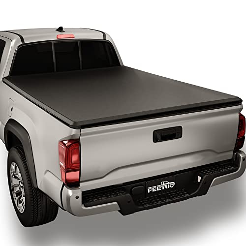 FeeTUO Soft Quad-Fold Tonneau Cover Truck Bed for 2024-2026 Tacoma