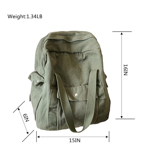 MaxxCloud Versatile Canvas Rucksack Comfortable Roomy for Daily Use (Green)2