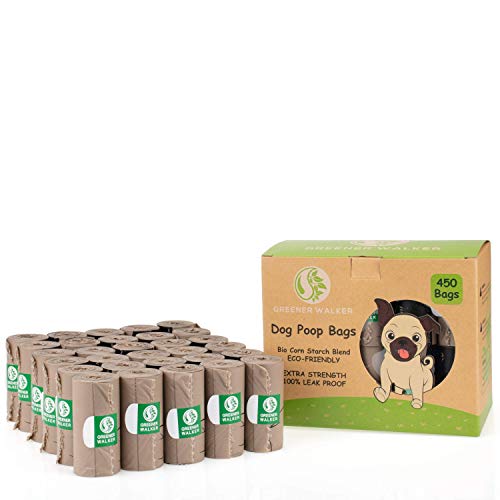 Bolsas de basura Greener Walker para residuos de perros, -450 bolsas, extra gruesas, resistentes 100% a prueba de fugas, biodegradables
