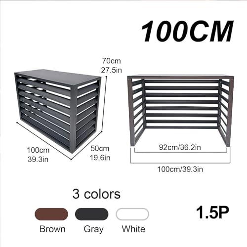 Cache-climatiseur extérieur gris de 110 cm pour balcon cosy