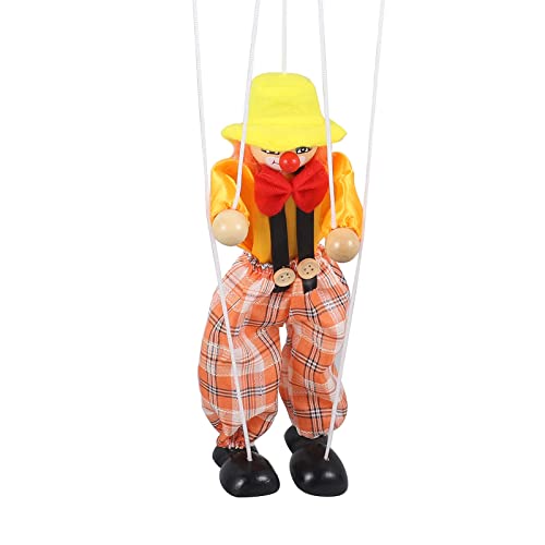 Logofun Clown Marionette Puppet Wooden Clown Pull String Puppet Funny Marionette Toys Performance Props #TOP5