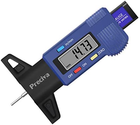 Preciva Tyre Tread Depth Gauge UK, 0-25.4mm/Inch for Cars, Trucks, Blue