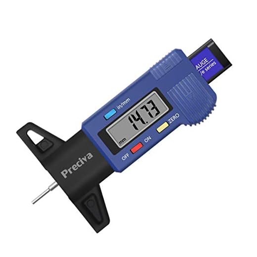 Tire Tread Depth Gauge, Preciva LCD Digital Tire Tread Depth Gauge Tool with Inch and MM Conversion of 0-0.98 Inches(NO Fraction Display/NO 32nds).