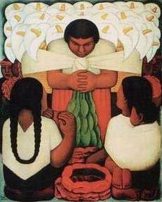 Peinture à l'huile Flower Day de Diego Rivera | Reproduction 12x16 pouces