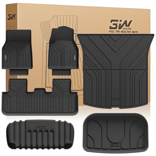 3W [RHD] 6 PCS Set Floor Mats & Boot Liner Fit for Standard Tesla Model Y 2026 All Weather Dog Friendly TPE Car Mats Anti-slip Heavy Duty Tesla Accessories