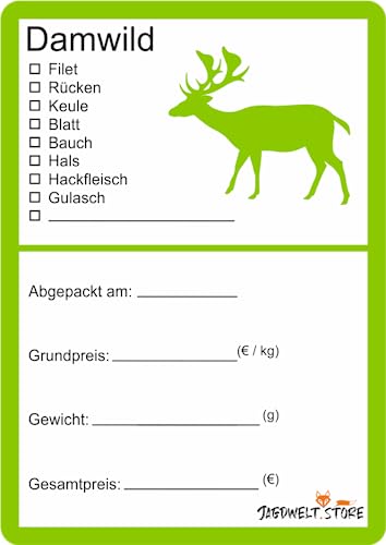 Wildbret Etiketten zur Kennzeichnung von Wildfleisch 6 x 9 cm