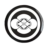 家紋缶バッジ「丸に木瓜」【和風 和柄 かわいい プレゼント】 (黒地×家紋色「白」)