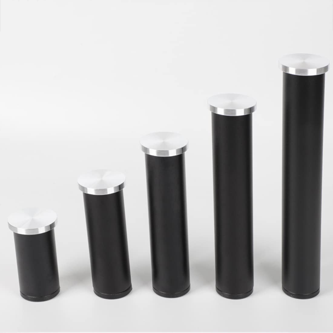 Patas de mesa de aluminio ajustables, paquete de 4 patas de gabinete con acabado lijado negro, patas de soporte de metal para muebles de baño, 40 cm de altura y elegantes