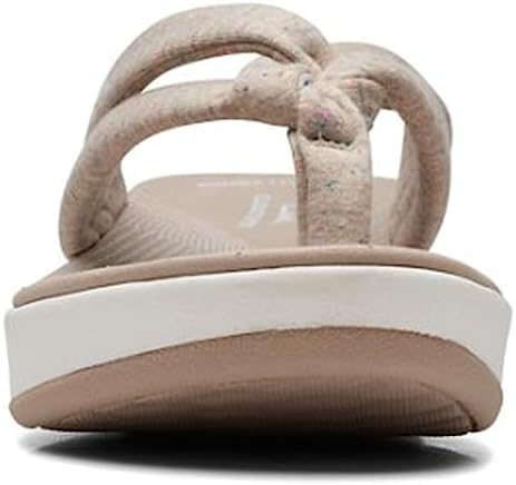 Clarks Women's Arla Kaylie Flat Sandal, Sand Textile, 9 | Image 2