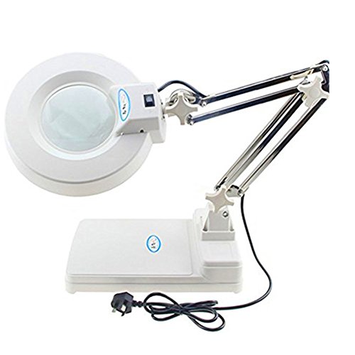ELEOPTION Electronic LED Desk Lamp Magnifier Adjustable Light 10X Super