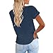 Cicy Bell T-Shirt Für Damen Sommer Kurzarm Oberteile Rundhals Casual Basic Shirts Tops Marine XL