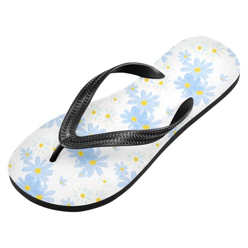 Sinestour Flower Blue White Flip Flops for Beach Thong Sandals Anti-slip Lightweight Beach Slippers for House Indoor Outdoor2