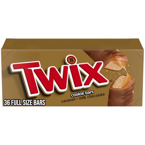 TWIX Bulk Chocolate Candy Individually Wrapped, Full Size, Caramel Chocolate Cookie Candy Bar, Perfect for Snacks, Parites, Goodie Bags, Holidays 36-Count Box