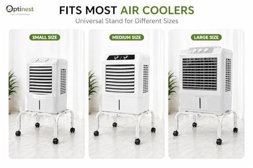 Image of Heavy-Duty Metal Cooler Stand with Wheels for Home & Outdoor Use | Rust-Resistant Trolley | 4 Smooth Rolling Non-Locking Wheels | 100kg Load Capacity | Movable Cooler Base Stand (White)