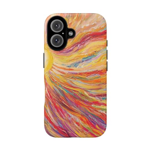 Coque iPhone 16 coups de pinceau abstrait rigide jaune - Protection arrière antichoc colorée