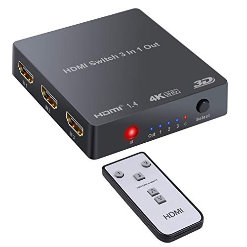 Conmutador HDMI 4K HDMI 3 en 1, con Soporte Remoto HDMI 4K 3D, convertidor Compatible con DVD PS3 PS4 TV