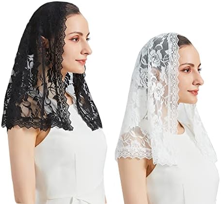 Lace Mantilla Veil Soft and comfortable 7 Colors Spanish Style Rose Lace Veil Head Covering D Shape