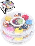 Artcome 2 Pack 12' Round Food Storage Container Set with Insulated Carrying Bag, Reusable Pizza Keeper with Divider, Stackable Pie Carrier for Pizza, Cake, Pastries & Leftovers