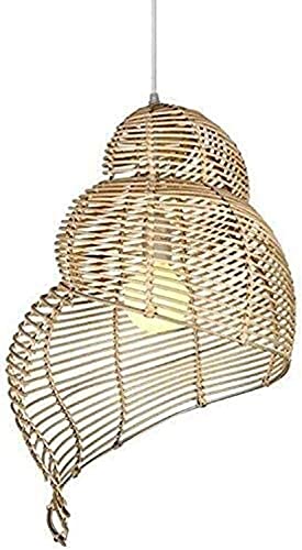 Lampe suspendu rotin et lustre en bois naturel Ø25 cm plafond