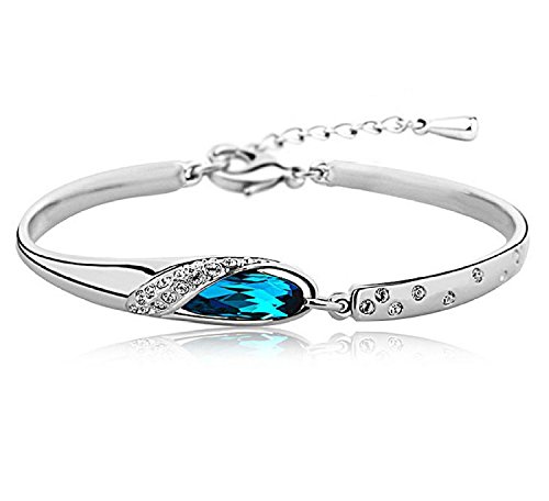 Platinum Plated Crystal Bangle Bracelet for Women