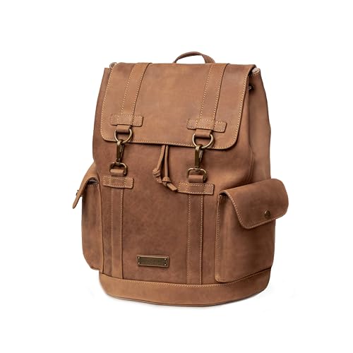 Sac à dos DRAKENSBERG cuir marron avec compartiment PC ordinateur