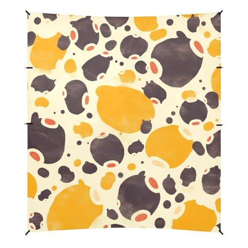 Milk Cow Print Style Sienna Foldable Beach Tent UPF50 Water-Resistant Outdoor Sun Shade with Sandbags & Sand Shovel for Camping, Fishing, Backyard Fun