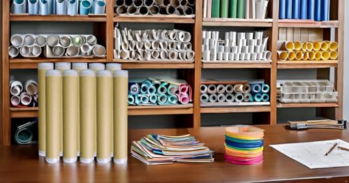 Image of Cardboard Mailing Tubes with Caps,rolled Art craft work Storage,protection,Shipping documents,maps,drawings,paintings,posters,packing,paper tube (Length: 18 inches (45 CM), 5 PCS)