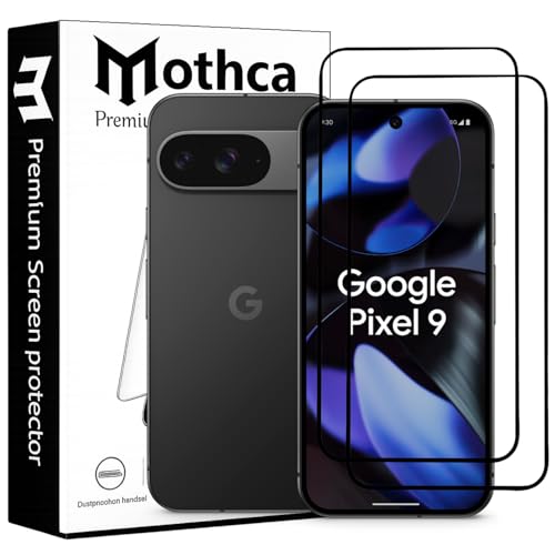 Image of Mothca Military-Grade Gorilla Tempered Glass Screen Protector for Google Pixel 9 /9 Pro | Black | Pack of 2 | Edge-to-Edge Coverage | Scratch Resistant | Easy Installation Kit
