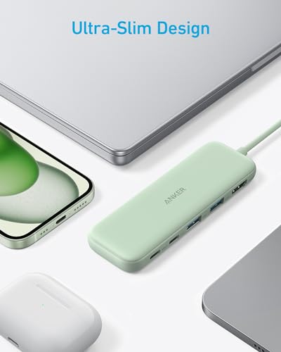 Image of Anker USB C Hub, 5-in-1 USBC to HDMI Hub with 4K Display, 5Gbps USB-C and 2 5Gbps USB-A Data Ports for MacBook Pro, MacBook Air, Dell XPS, Lenovo Thinkpad, HP Laptops and More (Green)