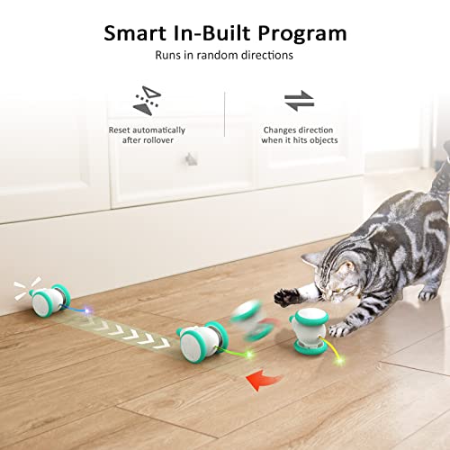 Poyamoc Interactive Cat Toys For Indoor Cats - Automatic Mouse Cat Toy For Pet Exercise With Led Lights & Mouse Squeaking Sound, Smart Electric Robot Cat Toy, Moving Mice Kitten Toys #TOP2