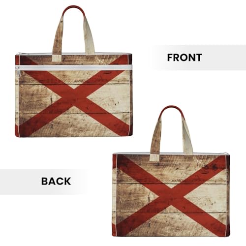Alabama State Flag On Old Wood Grain Postcard Canvas Document Bag Briefcase For Professionals And Executives3