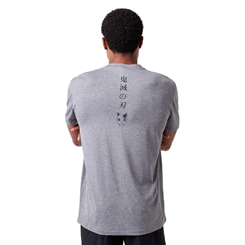 Demon Slayer Tanjiro Earring & Fox Mask Men's Athletic Heather Crew Neck Short Sleeve Performance Tee2