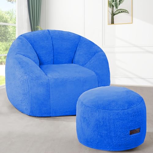 HABUTWAY Oversized Shell-Shaped Bean Bag with Ottoman