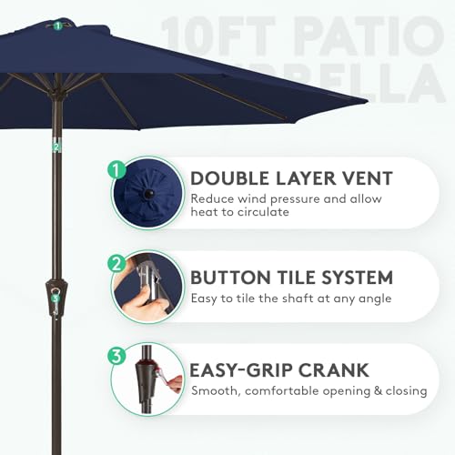 Image of JEAREY 10FT Outdoor Patio Umbrella, Market Umbrella, Navy