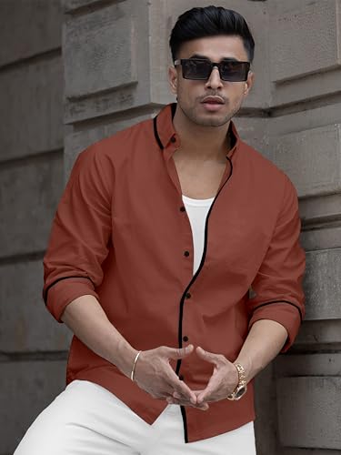 Image of Shirt for Men Casual Shirt,Solid Cotton,Plain Full Sleeve, Regular Fit,Everyday Fashion Wear