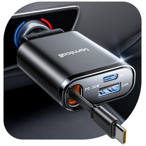 Lamicall-Retractable-Car-Charger-USB-C-57W-Charging-for-iPhone-18-17-16-Duo Lamicall Retractable Car Charger USB C 57W Charging for iPhone 18 17 16 Duo - Image 1