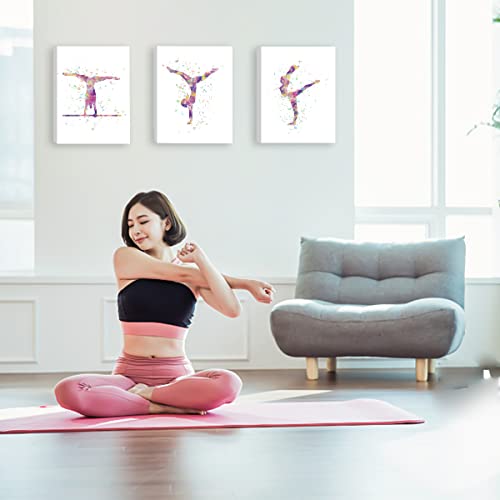Image of CHDITB Gymnastics Wall Art Print, Set of 3 (12x16 inch), Watercolor Gymnastics Bedroom Decor