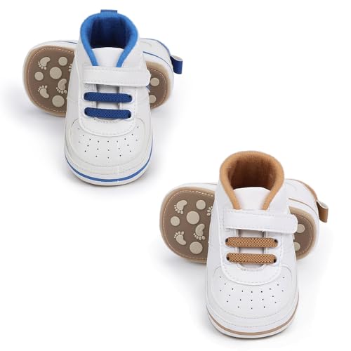 Image of Clowora Unsex Baby Shoes Boys Girls Infant Sneakers Non-Slip Soft Rubber Sole Toddler Crib First Walker Lightweight Shoes