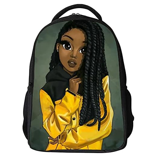 SARA NELL Kids School Bag Black Art African American Girl Afro Girls Boys Girls Backpack Bookbag For Elementary Students