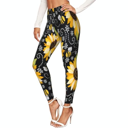 Leggings de yoga elásticos con estampado de abejas de longitud completa suaves