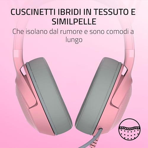 Kraken Kitty V2 - Auriculares RGB por cable con orejas de gatito (Iluminación reactiva al streaming, Micrófono cardioide HyperClear, Diafragmas de 40mm TriForce, Sonido envolvente) Quartz - Cuffia gaming - Immagine 6