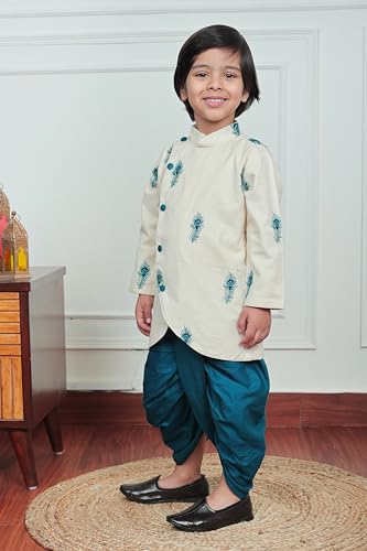 Image of POLKA TOTS Elegant Traditional Dhoti Kurta Set for Baby Boys & Toddlers - Ultra-soft Cotton Ethnic Dress for Festivals and Weddings | Premium Angrakha Style Ethnic Wear