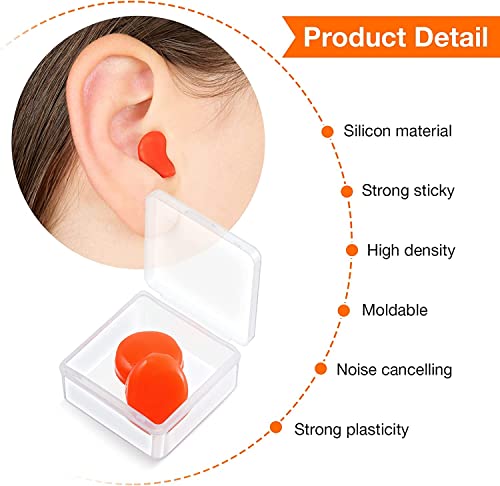 Image of AUGEN Reusable Soft Silicone Earplugs Waterproof Moldable Earplugs Noise Reduction Ear Plugs for Sleeping, Swimming, Travel, Studying, Working, 3 Pairs with Storage Box (White)