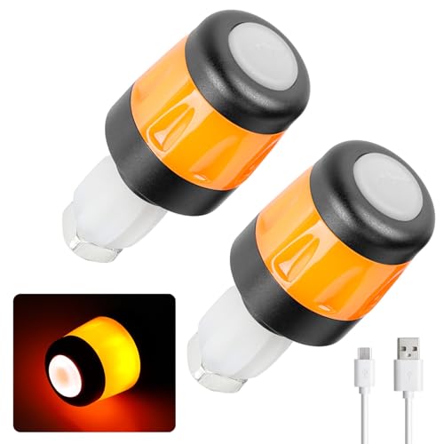 2026 LED Blinker E Scooter Nachrüsten Set Wiederaufladbare Fahrrad Blinker für E Scooter linker Lenkerstopfen für Xiaomi&Segway Ninebot für Lenker mit 17 222 mm Durchmesser (Schwarz und Orange)