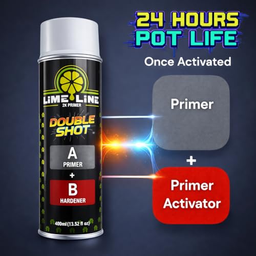 LiME LiNE 2K Urethane Primer Surfacer Aerosol Spray Can – High Build Sandable Automotive Primer: 2 Part Professional Finish: Light Gray (Pack of 1)