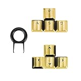 Fitlink FPS & MOBA Gaming Keycaps, Durable Stainless Steel Metal Keycap with Key Puller for Mechanical Keyboard Cherry Mx Switch (WASD+Direction Keys, Gold)