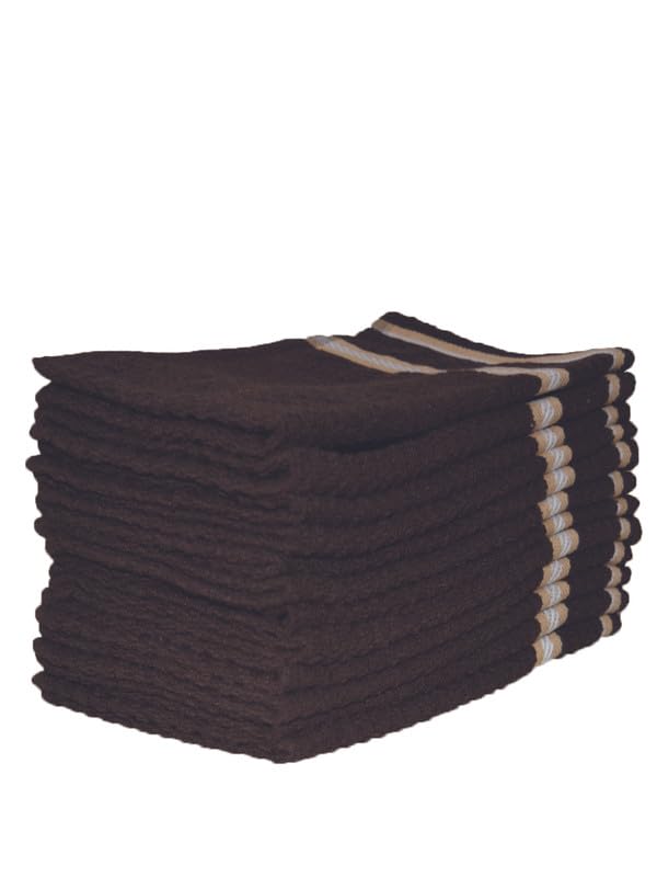 Image of Athom Living Popcorn Textured Solid Cotton Hand Towel Brown 35x55 cm Set of 12