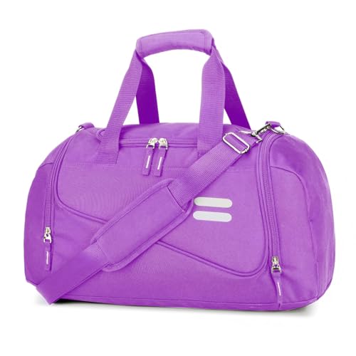 Image of Gym Bag for Men & Women - 30L Duffel Bag with Shoe Compartment, Weekender Water Resistant Duffle Bag for Travel, Sports, Fitness & Workouts, Purple